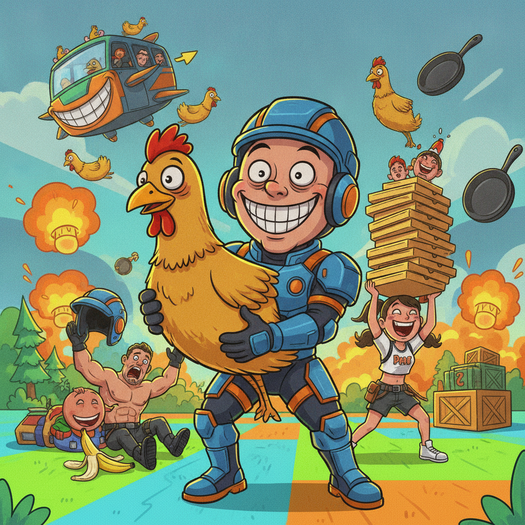 Funny Free Fire names theme with playful cartoon energy