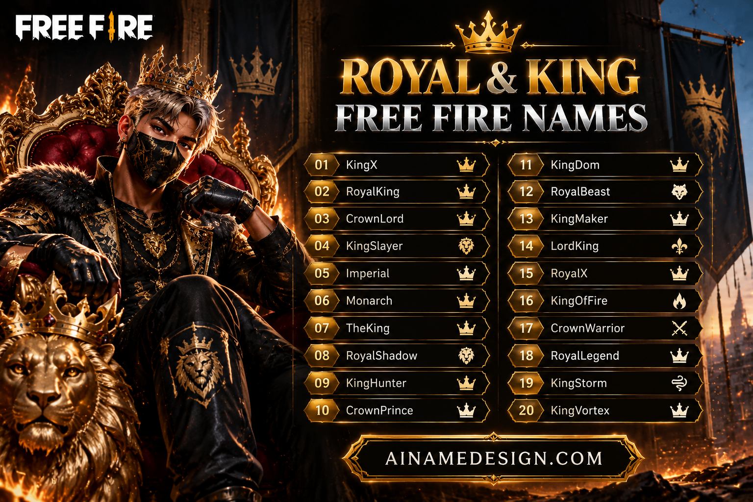 Royal & King Styslish Free Fire Names
