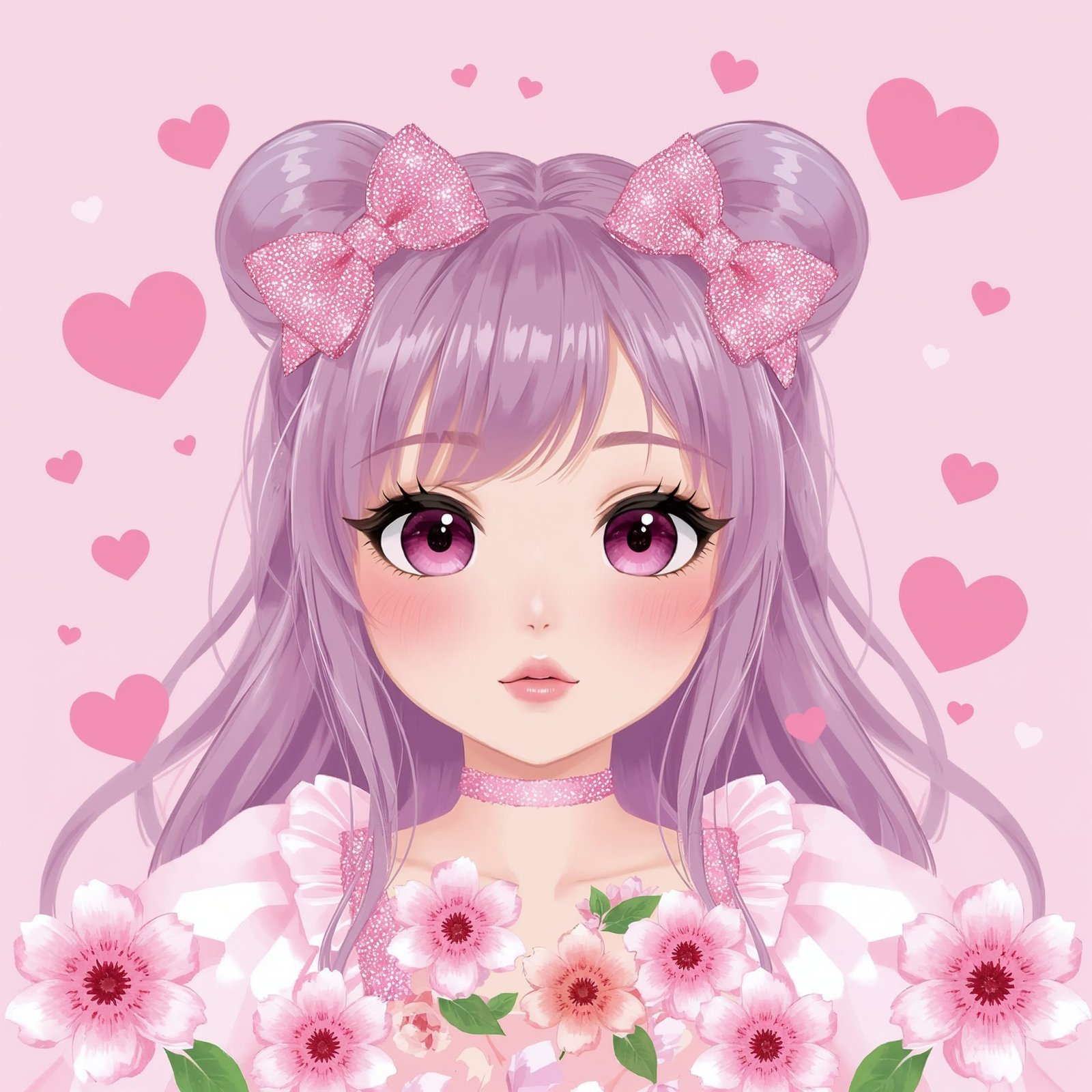 Cute Roblox girl avatar with pastel bow and flower accessories