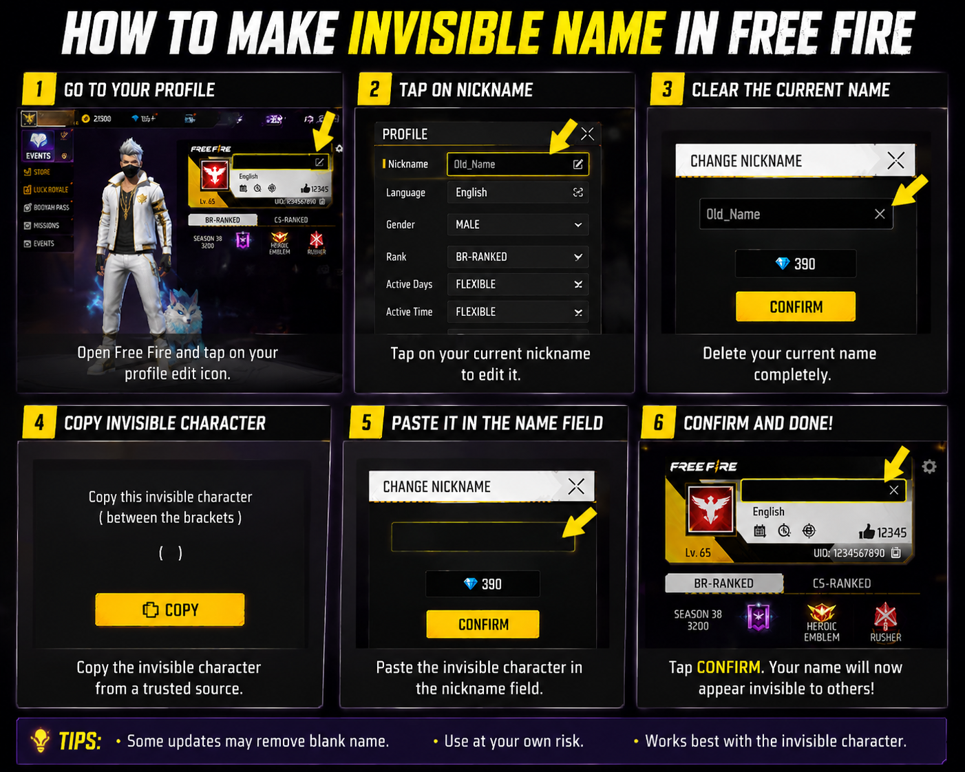 How to Make an Invisible Name in Free Fire (Step-by-Step)