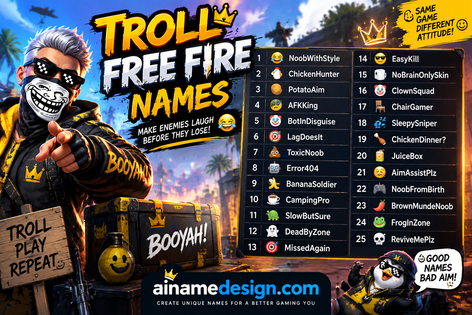 Troll Free Fire Names