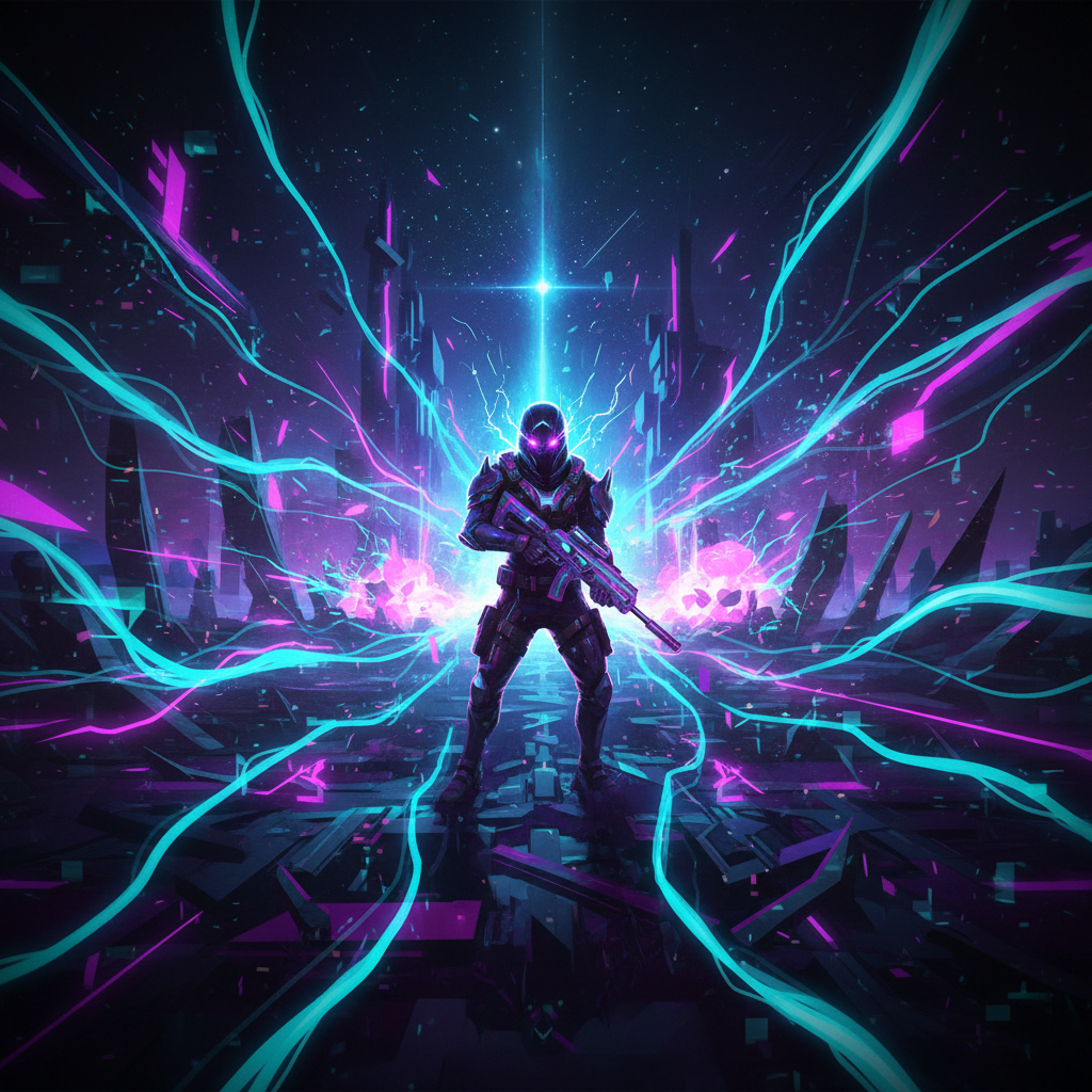 Creative Free Fire nicknames theme with neon abstract art