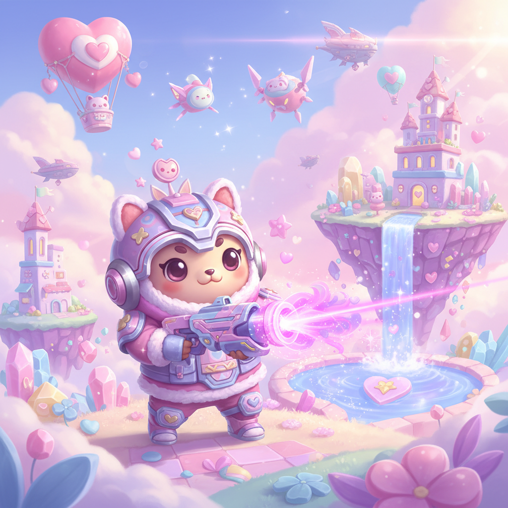 Cute Free Fire nicknames theme with pastel hearts and sparkles