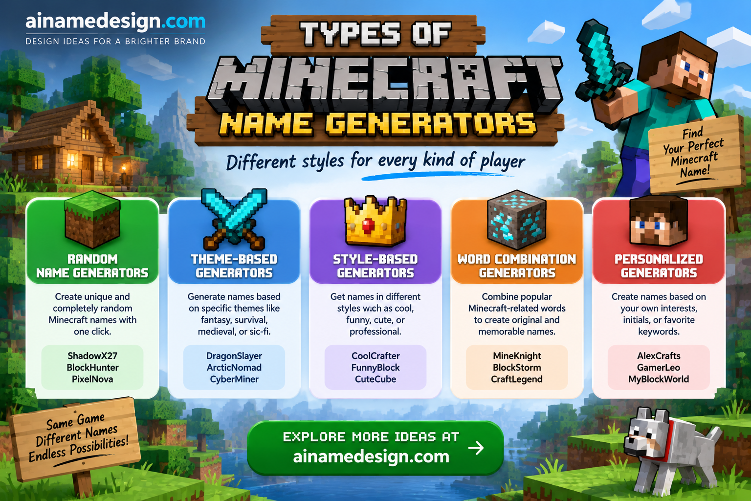 Types of Minecraft Name Generators