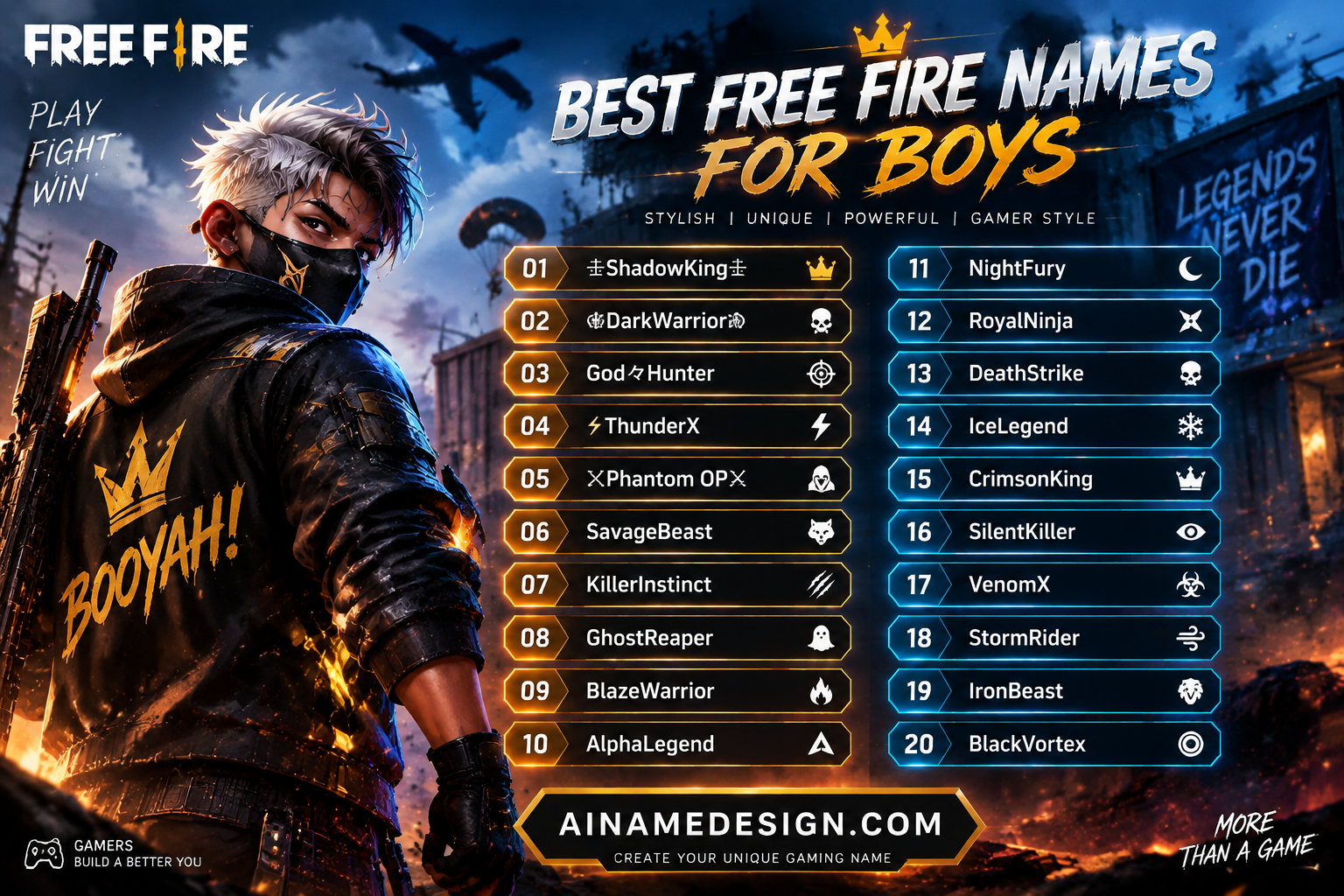 Best Free Fire Names for Boys