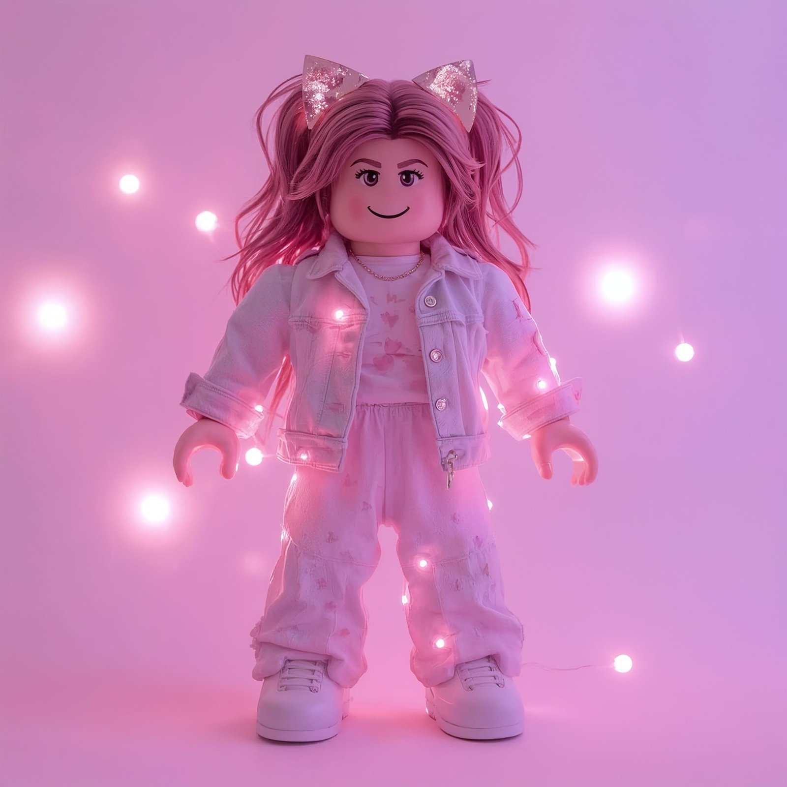 Stylish Roblox girl avatar with pastel aesthetic and glowing starlight
